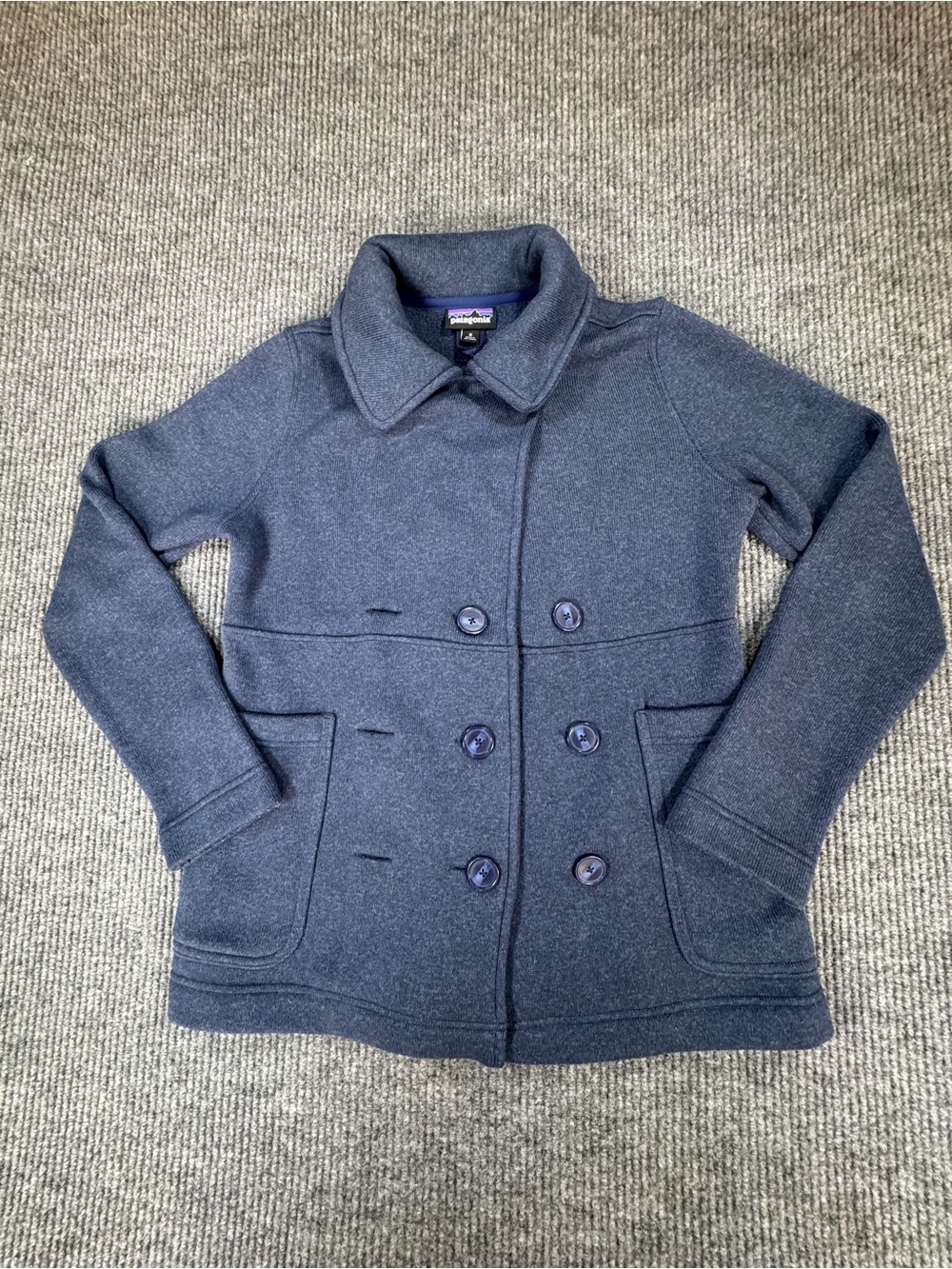 Patagonia women’s Better Sweater Pea Coat Navy Jacket size medium 0457